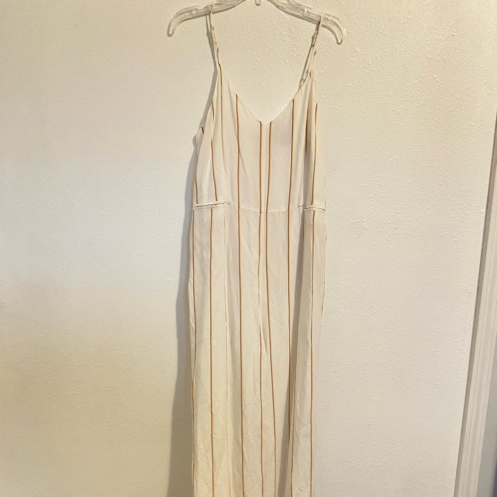 Anthropologie White striped jumpsuit